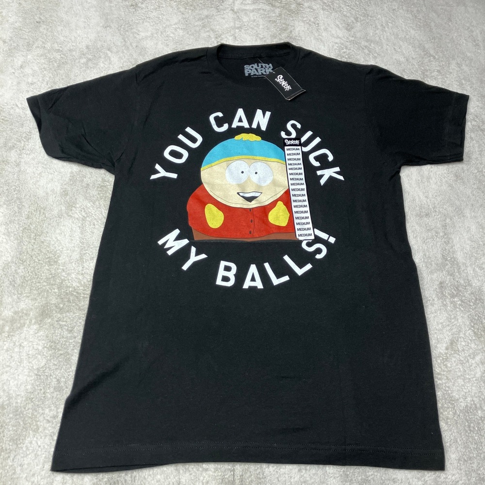 NWT South Park T-Shirt Cartman You Can Suck My Balls Graphic Black Men Size M